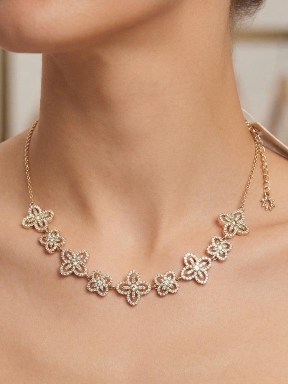 Marchesa Gold-Tone Crystal Floral Necklace